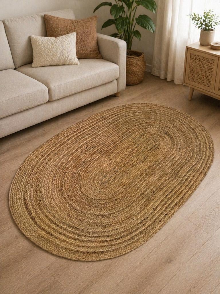 Jutten vloerkleed ovaal - 185x128 cm, Ophalen, Gebruikt, 100 tot 150 cm, Boho, Natuurlijk