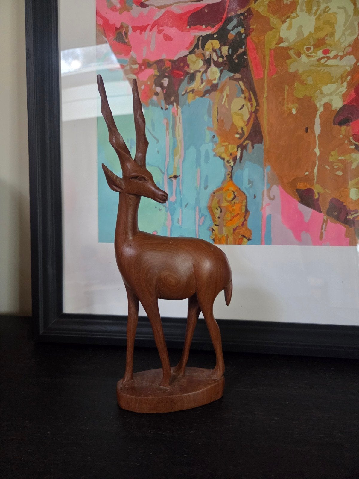 Vintage houten gazelle beeldje - Handgesneden, Ophalen of Verzenden