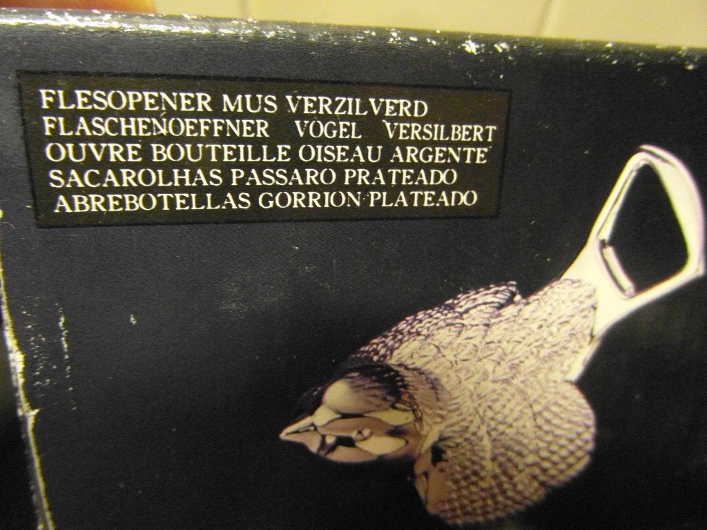 Nieuw flesopener verzilverd model MUS vogeltje 9 x 7 cm, Ophalen of Verzenden