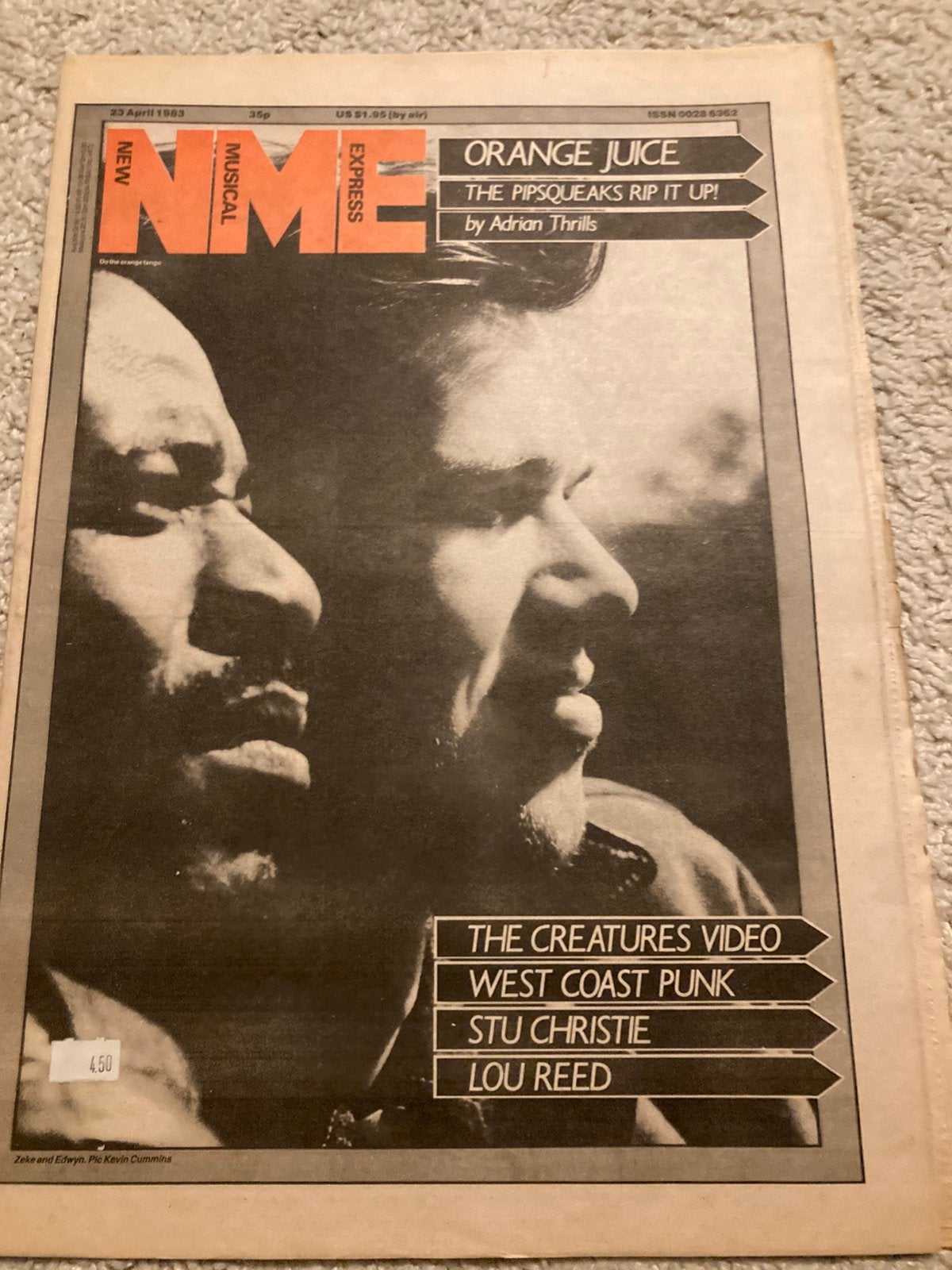 NME 1983 LOU REED Stuart Christie ORANGE JUICE, Boeken, Ophalen of Verzenden, Zo goed als nieuw, Muziek, Film of Tv