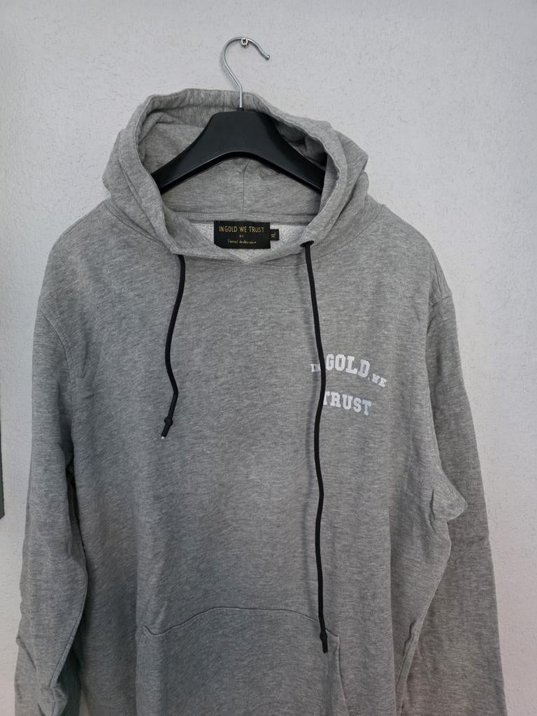 In Gold We Trust hoodie grijs xl, Kleding | Dames, Ophalen of Verzenden, Zo goed als nieuw, Maat 46/48 (XL) of groter, Grijs
