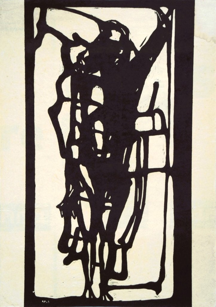 Anna Maria Braakensiek-Dekker inkttekening "Staande Gestalte, Antiek en Kunst, Kunst | Tekeningen en Foto's, Ophalen, Tekening