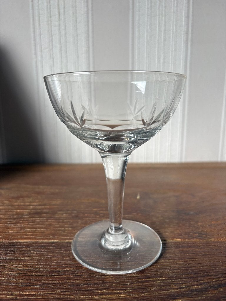 Set van 11 Vintage Champagnecoupes • Geëtst Glas, Ophalen of Verzenden, Zo goed als nieuw