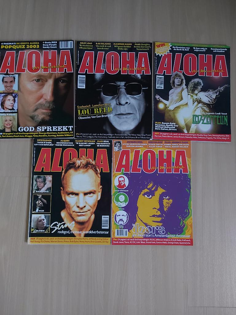Aloha, Muziektijdsch. 2003 5 nr 32,35,37,39,40 1 koop 12,50, Ophalen of Verzenden, Zo goed als nieuw, Muziek, Film of Tv
