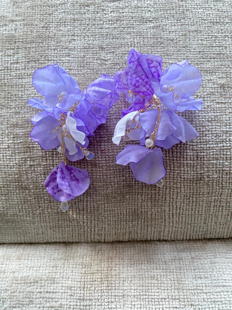 Elegante paarse bloem oorbellen met kristallen, Met kristal, Overige materialen, Hangers, Verzenden