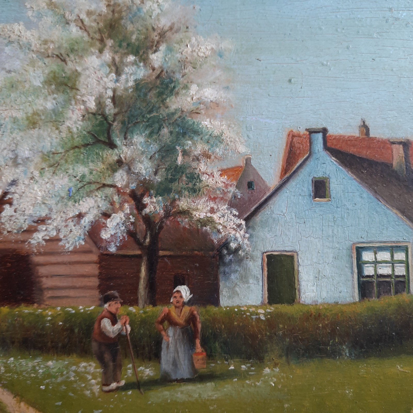 Antiek Schilderij Olieverf op Paneel J. C. Joost Voorjaar, Antiek en Kunst, Kunst | Schilderijen | Klassiek, Verzenden