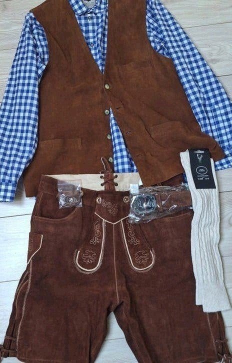 Lederhose 54 leren gilet overhemd kousen, Ophalen of Verzenden, Zo goed als nieuw, Maat 56/58 (XL)