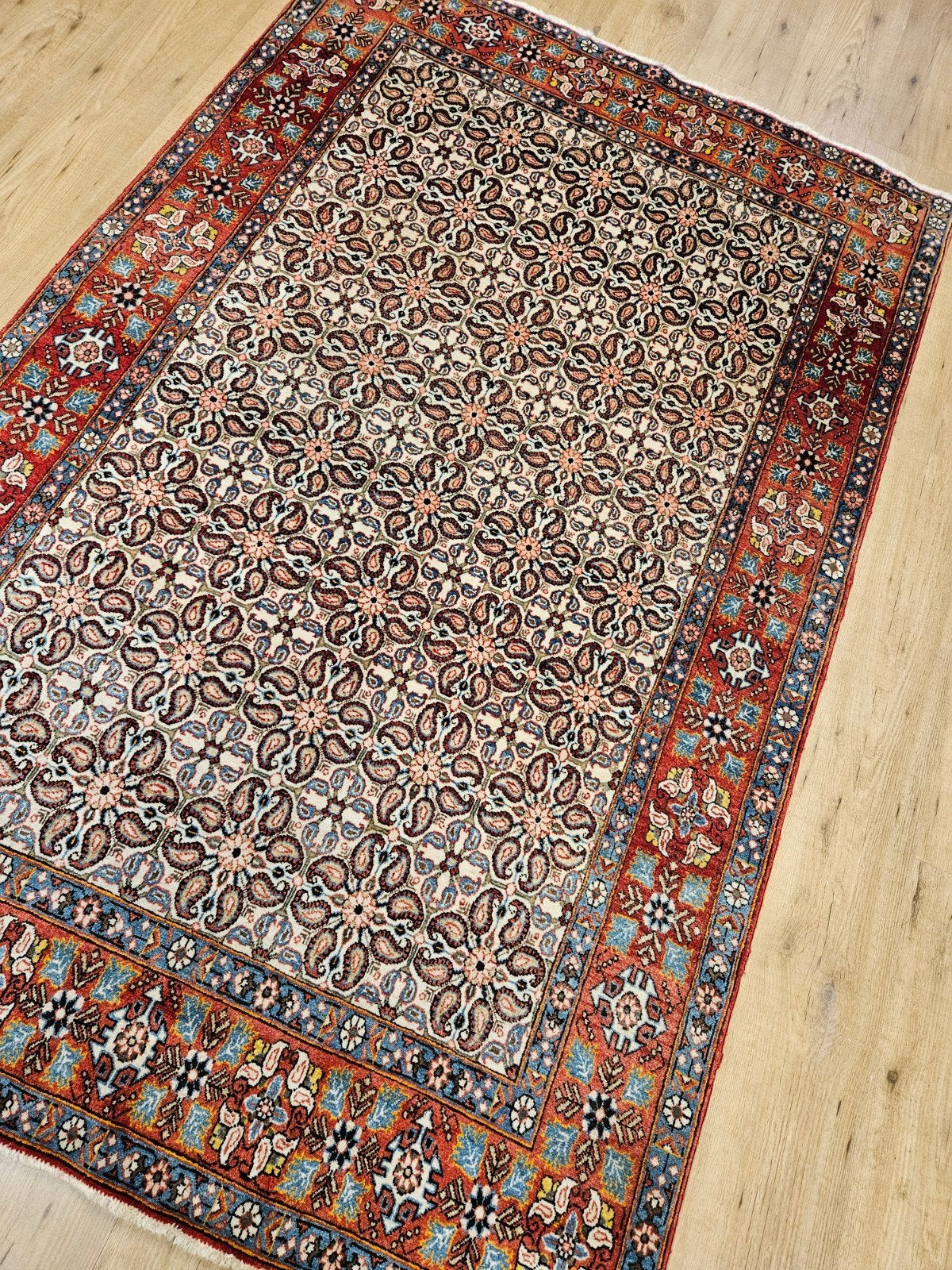 Vintage handgeknoopt perzisch tapijt ghom 206x133, Info@SlatsAntiek.nl, 100 tot 150 cm, Perzisch, 200 cm of meer