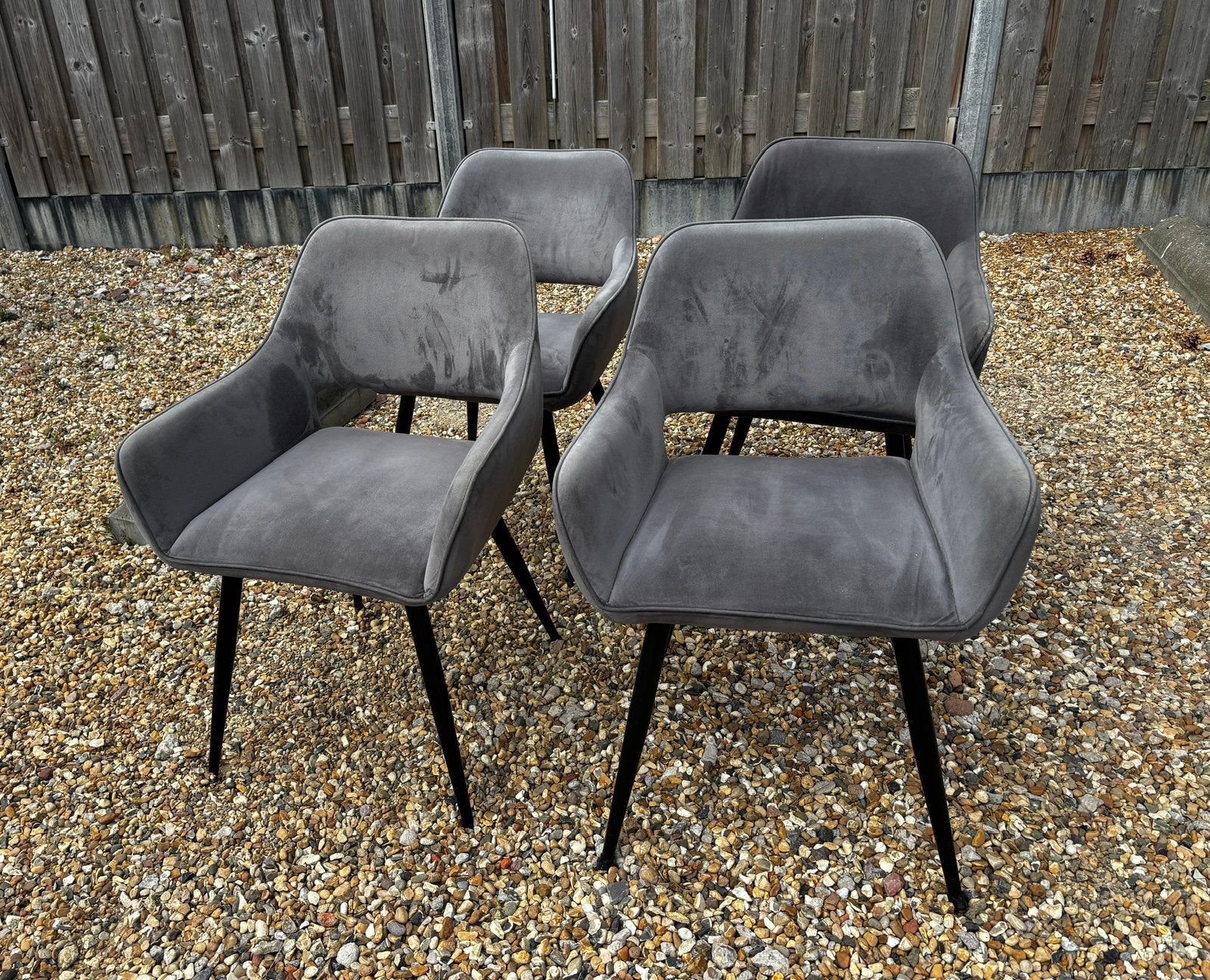 Eetkamerstoelen Woood, Ophalen, Gebruikt, Grijs, Vier