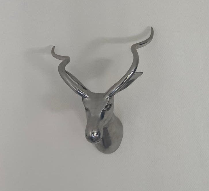 Hertenkop (wanddecoratie) Aluminium gepolijst, nieuw, Metaal, Zilver, Nieuw, Ophalen of Verzenden