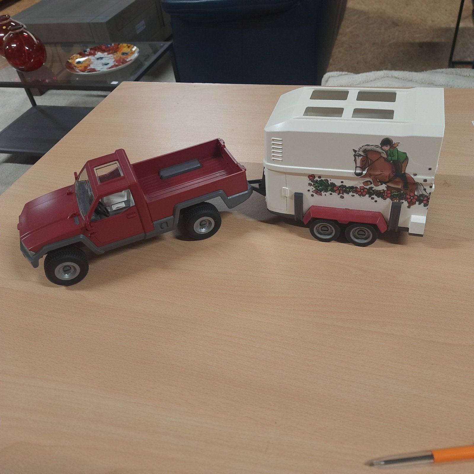 Schleich Pick-up met Paardentrailer, Ophalen of Verzenden, Gebruikt