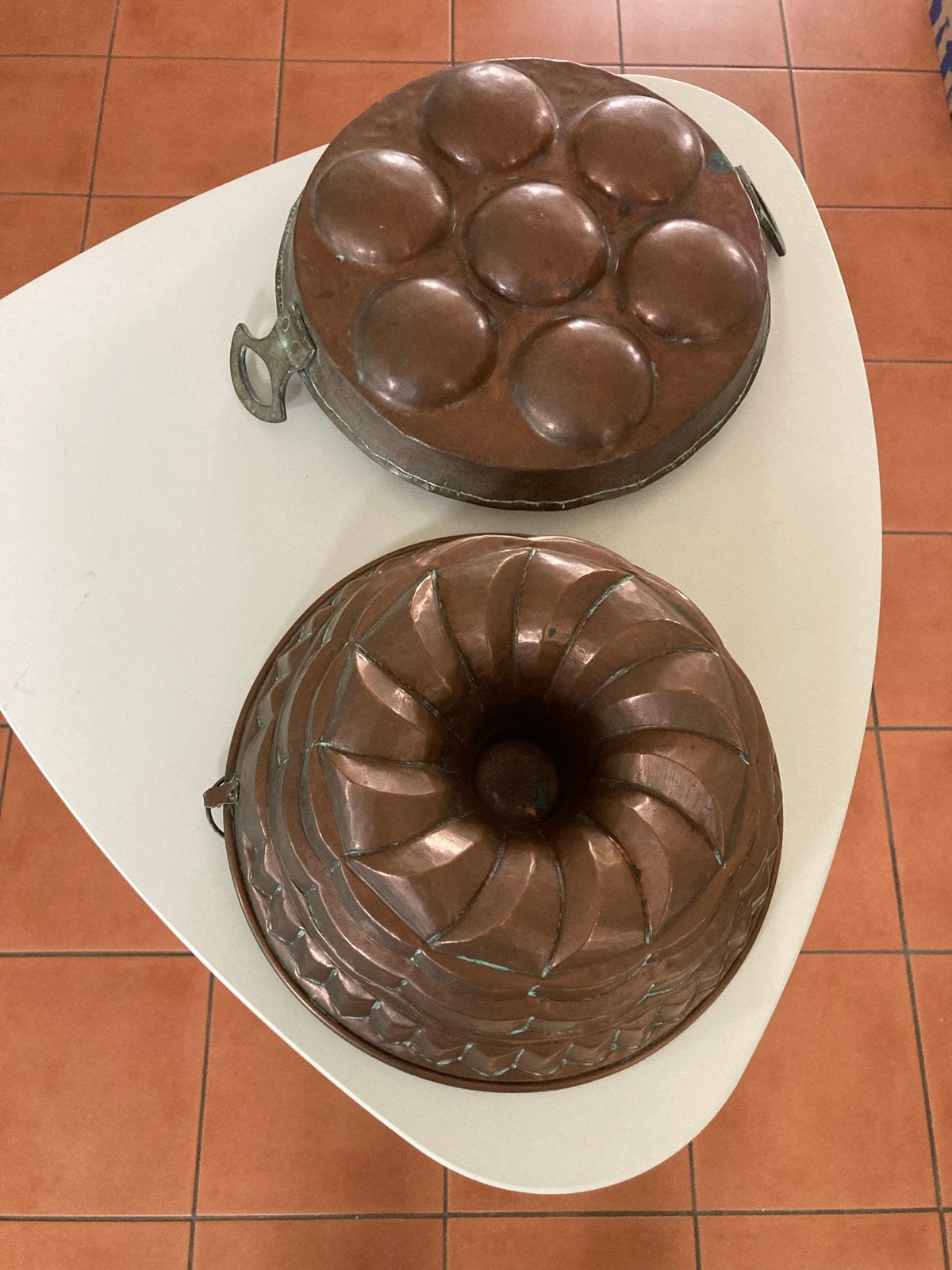 Antieke koperen bakvormen - set van 2, Ophalen of Verzenden, Koper