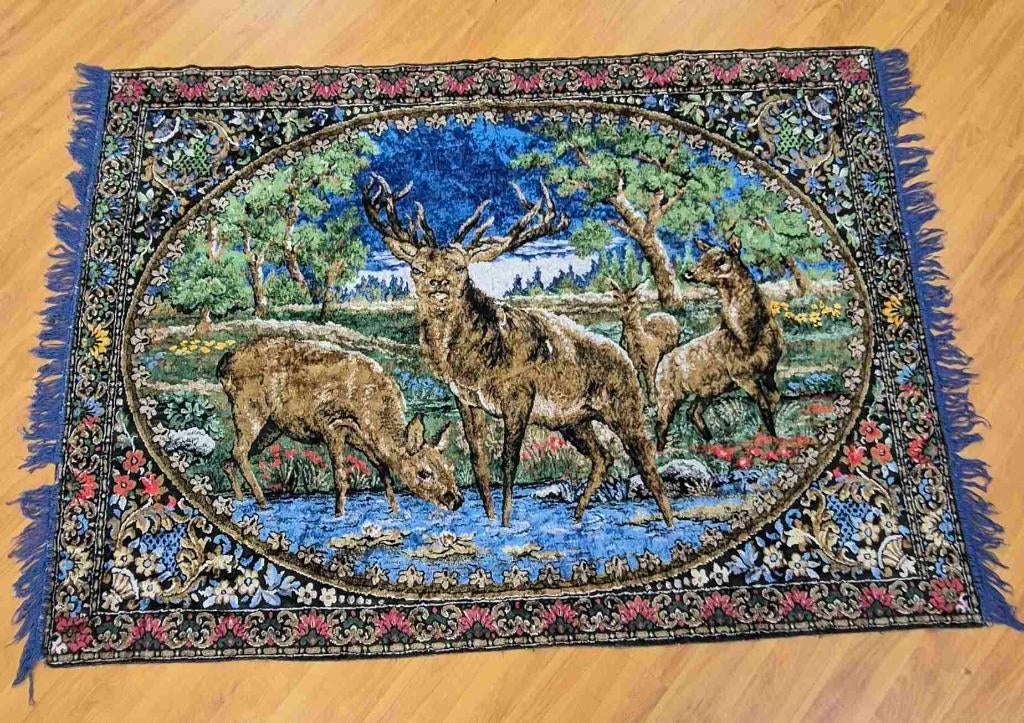 Wandtapijt herten 162/118 cm, Gebruikt, Etten-Leur, DJT@dejuistetoon.eu, Ophalen of Verzenden