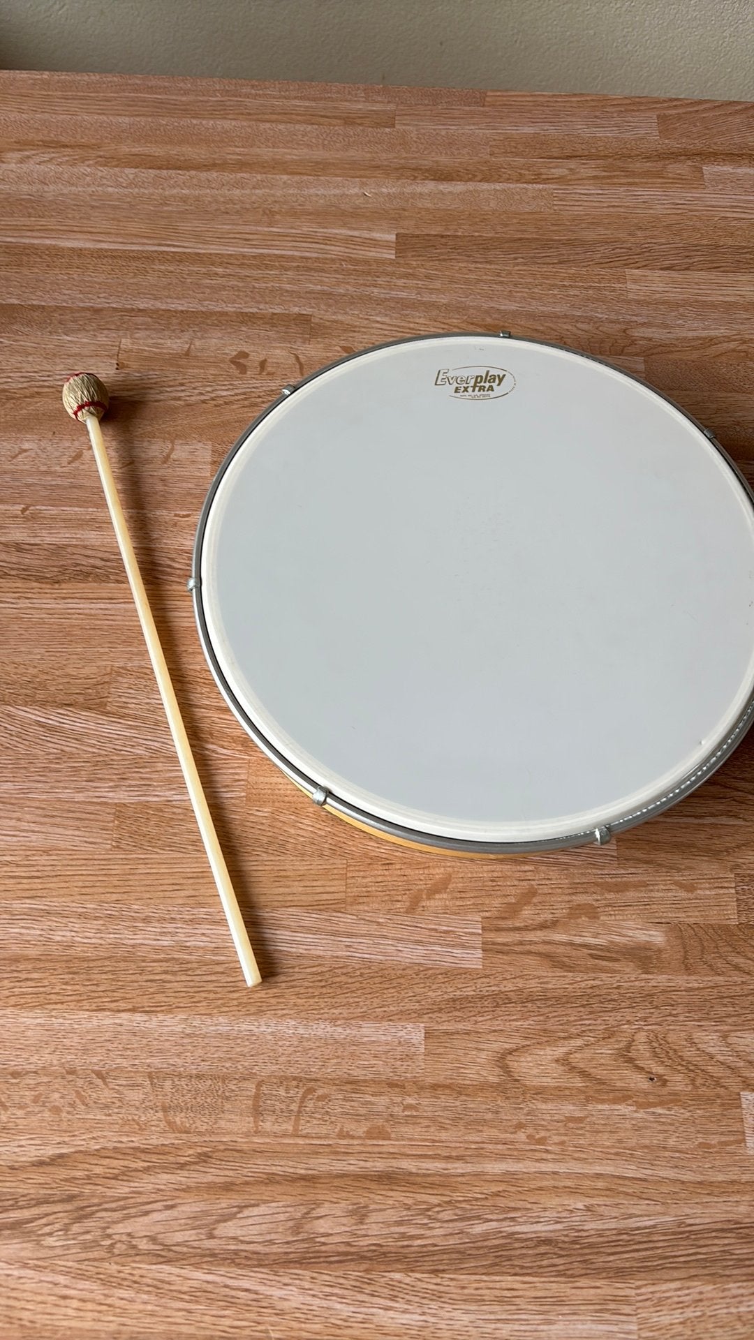 hand percussie: Hand drum / Handtrommel 12"+ klopper, Ophalen of Verzenden, Zo goed als nieuw, Trommel