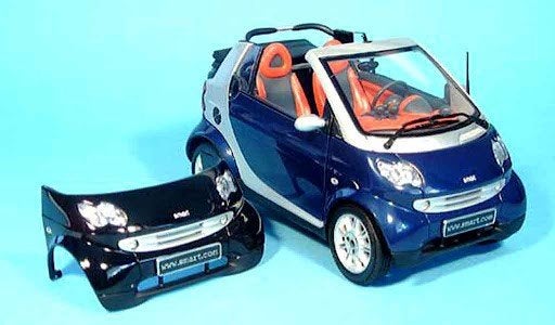 1/18 Smart Cabrio Kyosho Star Blue + Jack Black body kit, Ophalen of Verzenden, Nieuw, Auto, Kyosho