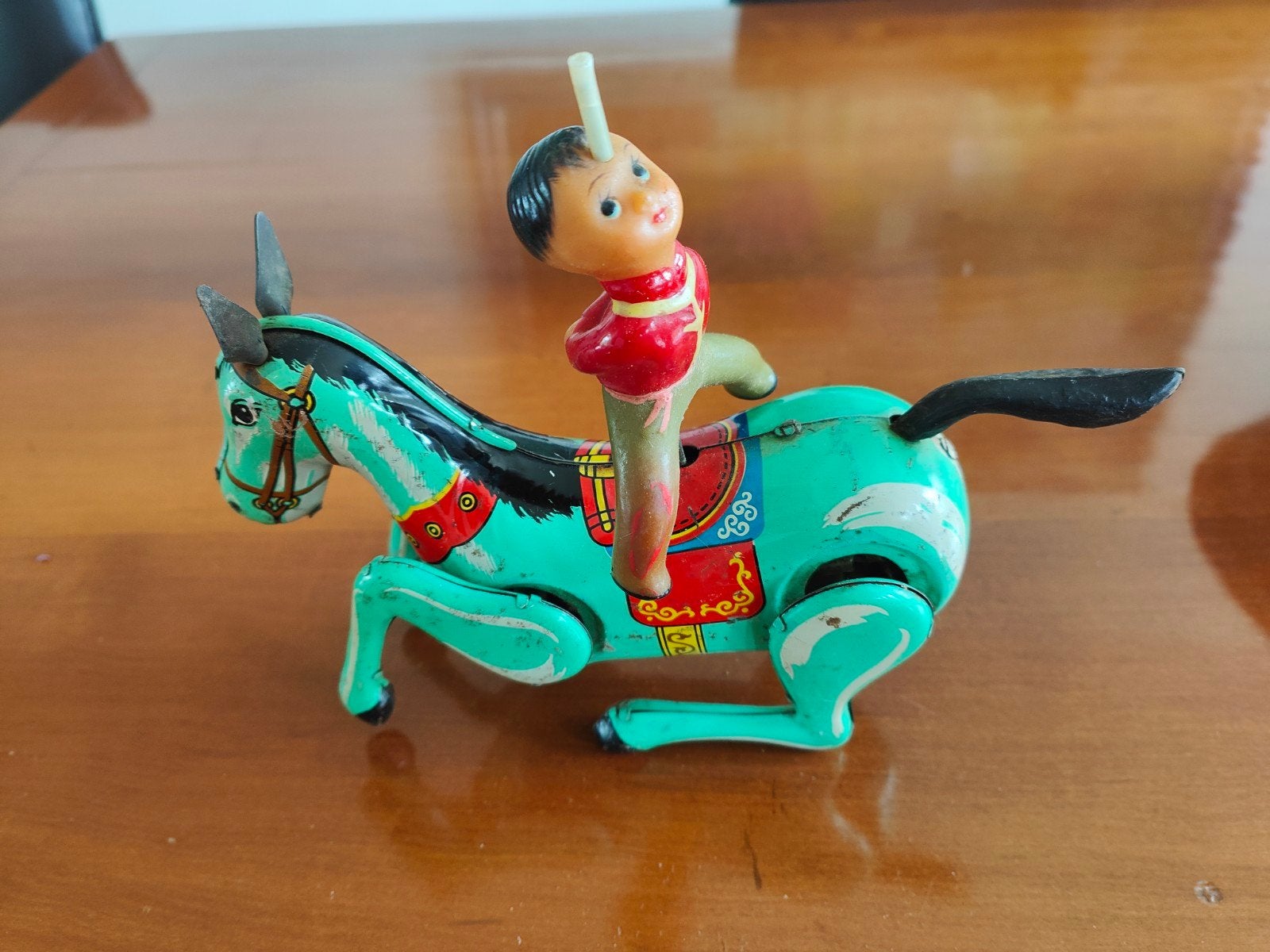 Vintage Opwindbaar Blikken Speelgoed: Ruiter op Paard, Ophalen of Verzenden