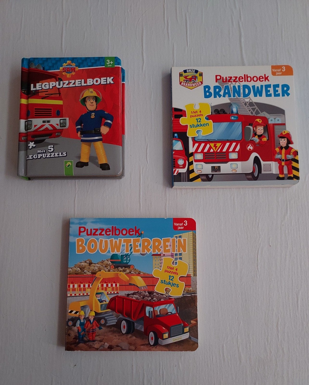 3 Puzzelboeken: Brandweer, Bouwterrein & Brandweerman Sam, Ophalen of Verzenden, Zo goed als nieuw, Diverse, Non-fictie