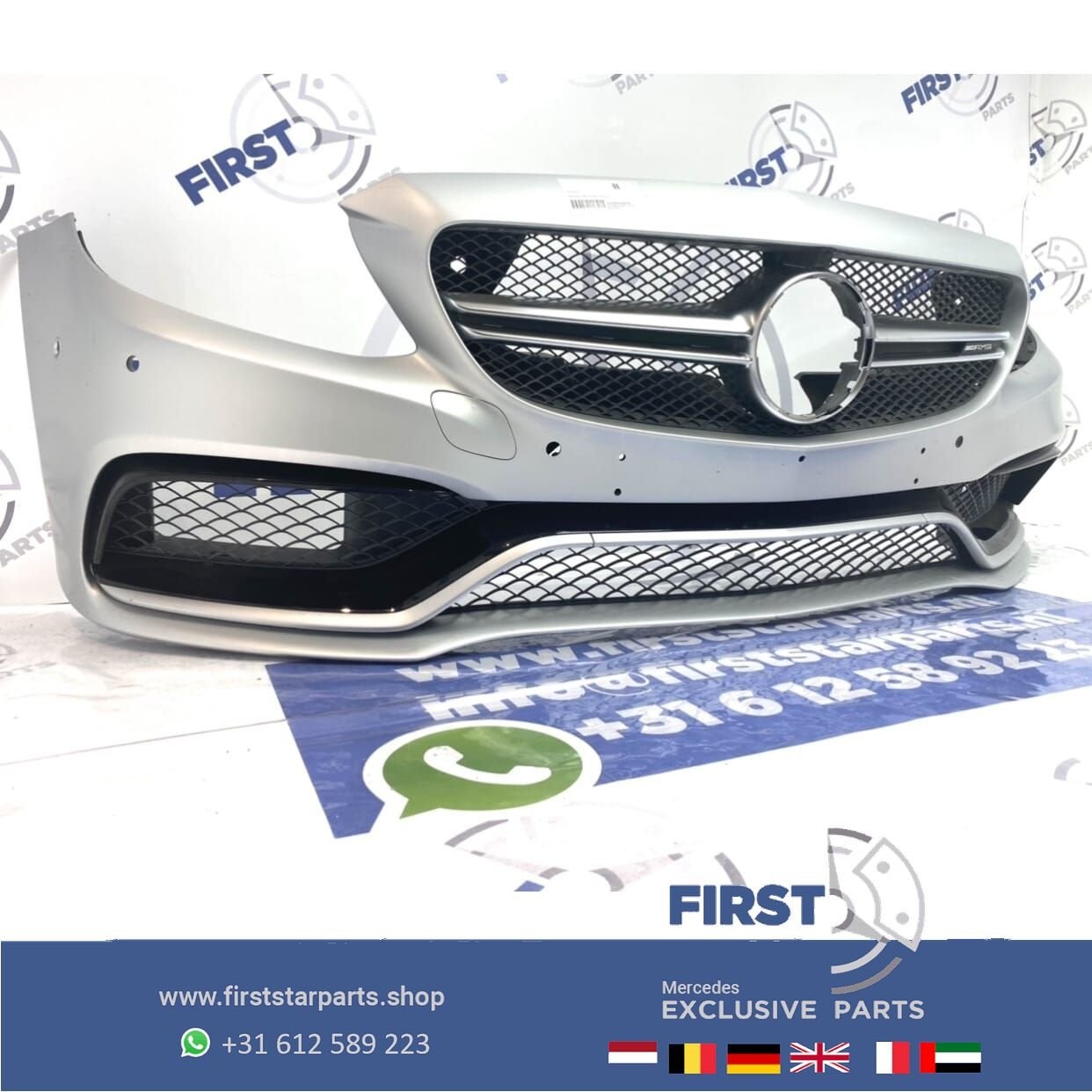 W205 S205 C63 C63S AMG VOORBUMPER COMPLEET 63 S Mercedes C K, Gebruikt, -, Voor, Ophalen of Verzenden