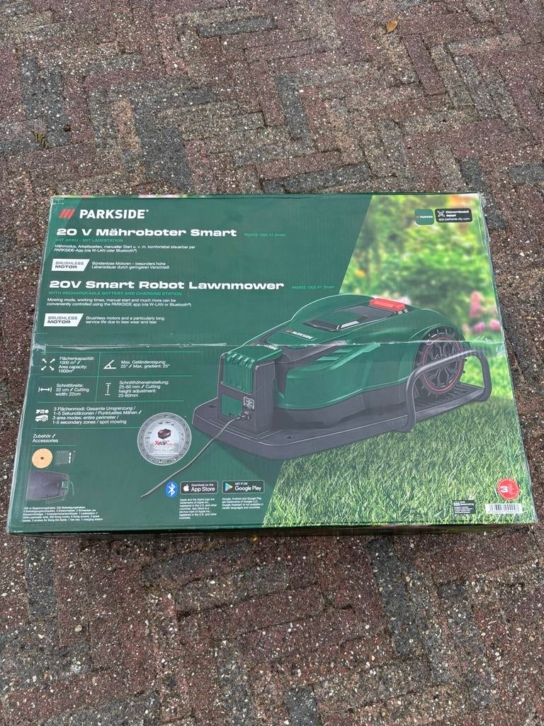 Parkside 20V Smart Robot Grasmaaier - Nieuw in doos, Tuin en Terras, Grasmaaiers, Ophalen, Cirkelmaaier, Minder dan 30 cm, Accu-grasmaaier