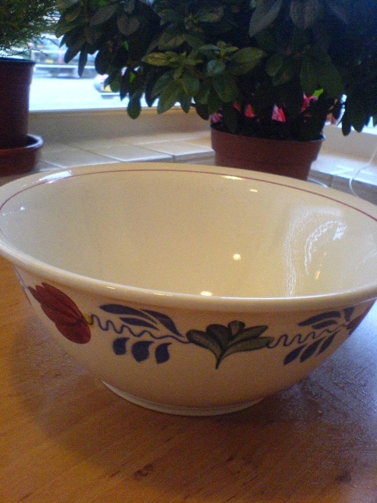 Boerenbont schaal , dekschaal, 24 cm, Ophalen of Verzenden, Gebruikt, Aardewerk, Schaal of Schalen
