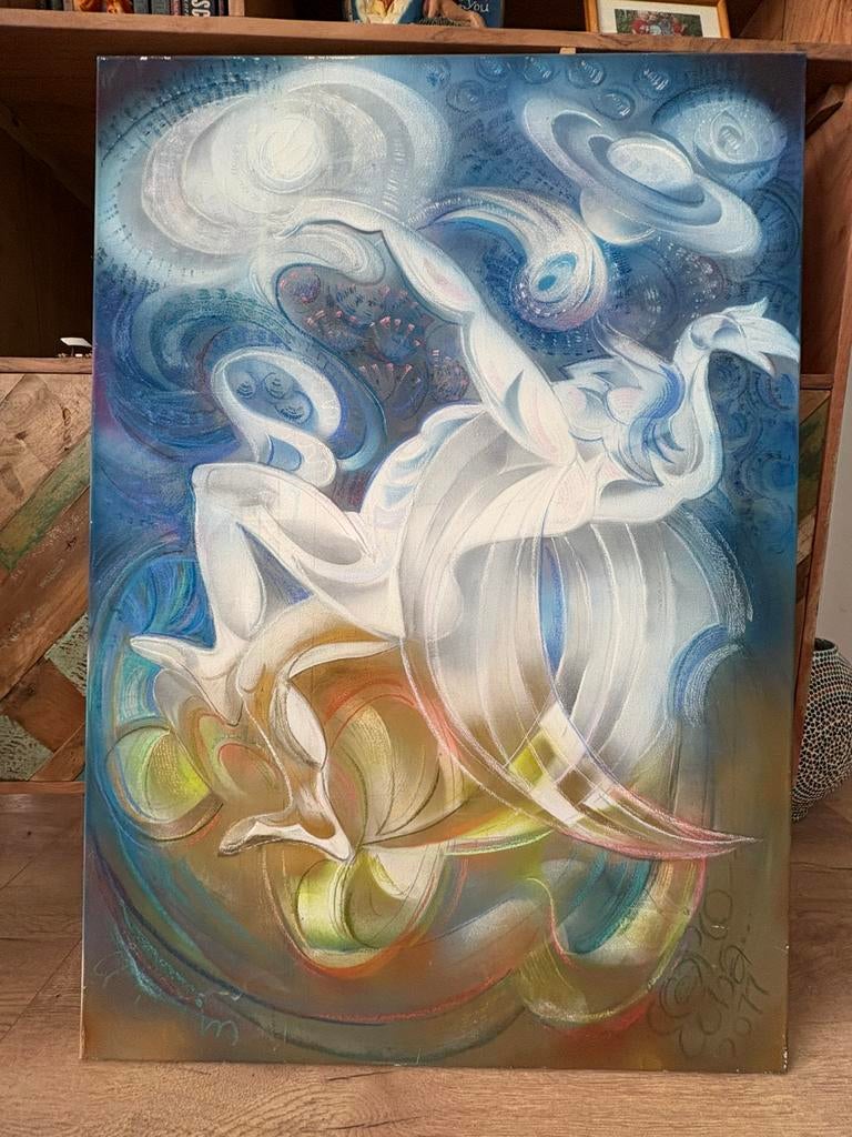 Schilderij “Icarus” van de overleden kunstenaar Wim Karsten., Antiek en Kunst, Ophalen of Verzenden
