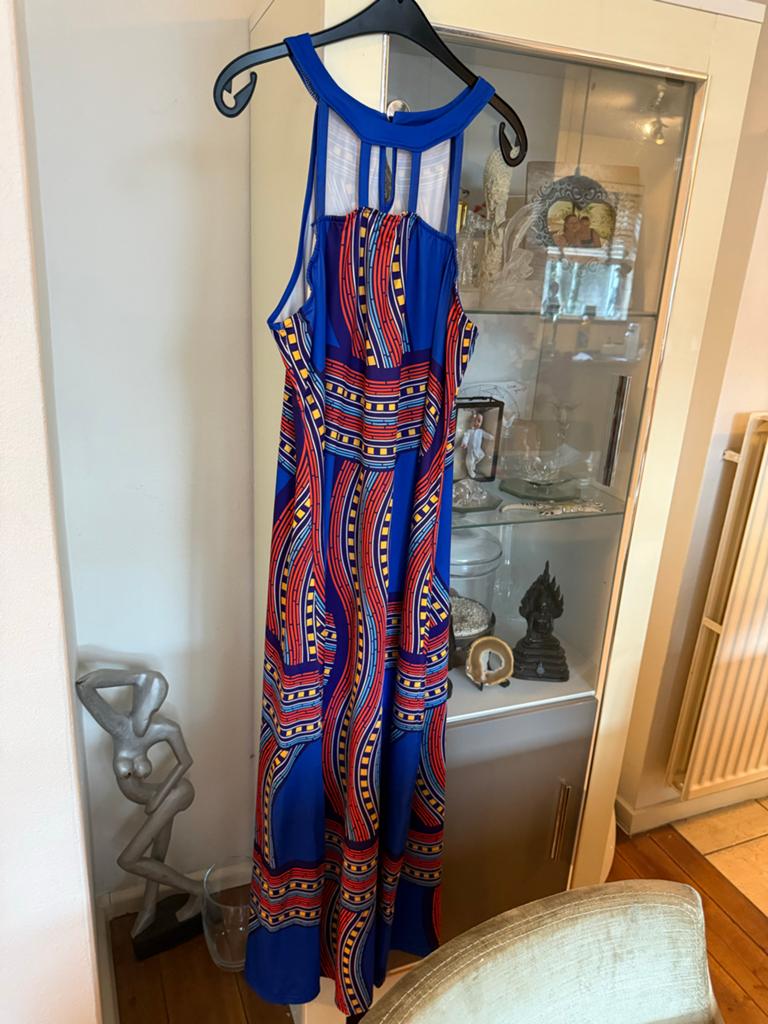 Zomerse Maxi Jurk met Afrikaanse Print - Maat 44, Kleding | Dames, Blauw, Maat 42/44 (L), Ophalen of Verzenden, Zo goed als nieuw