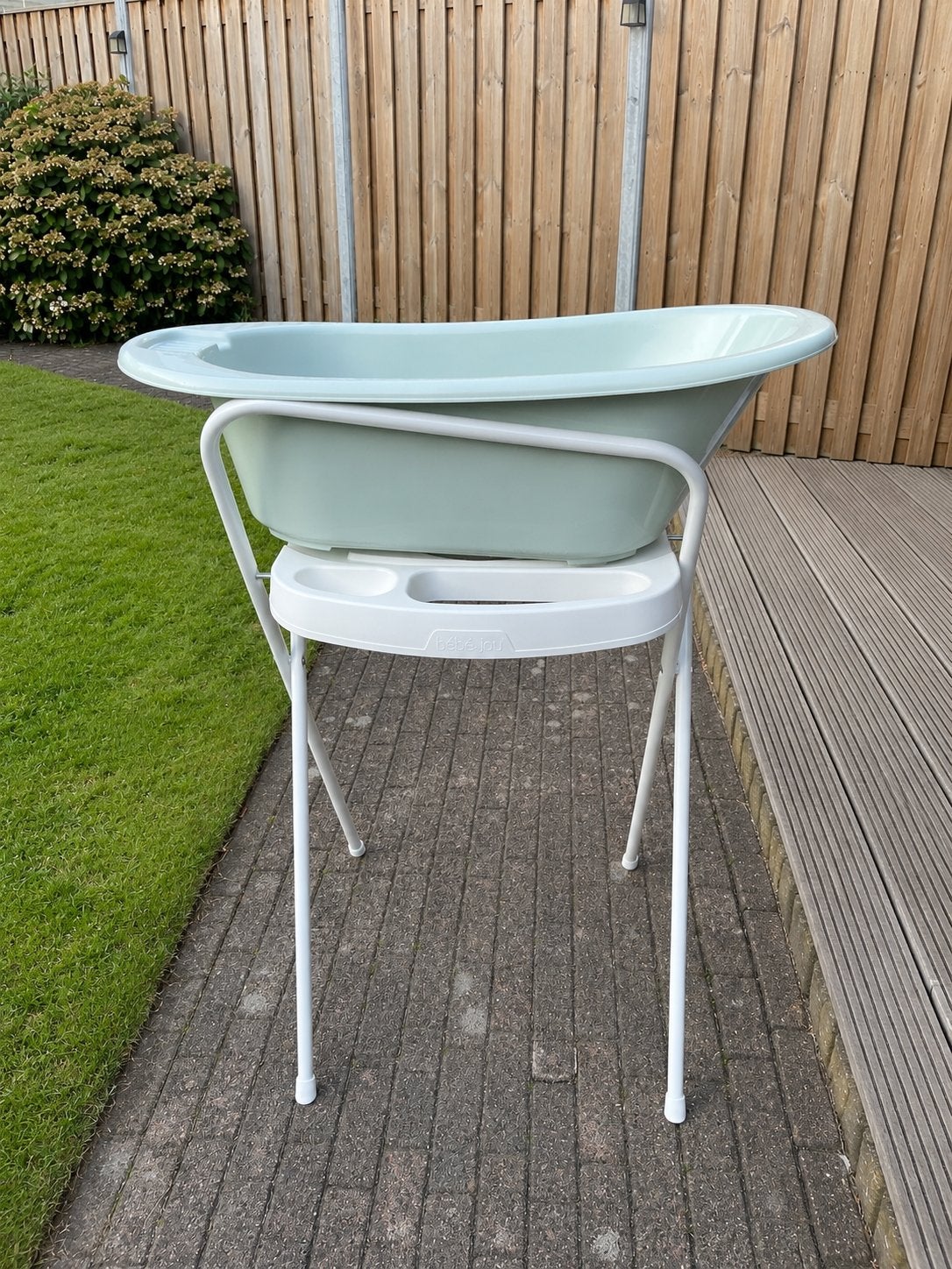 Bébé-jou Nijntje babybadje lichtgroen met standaard, Ophalen, Zo goed als nieuw, Badje, Bébé-jou