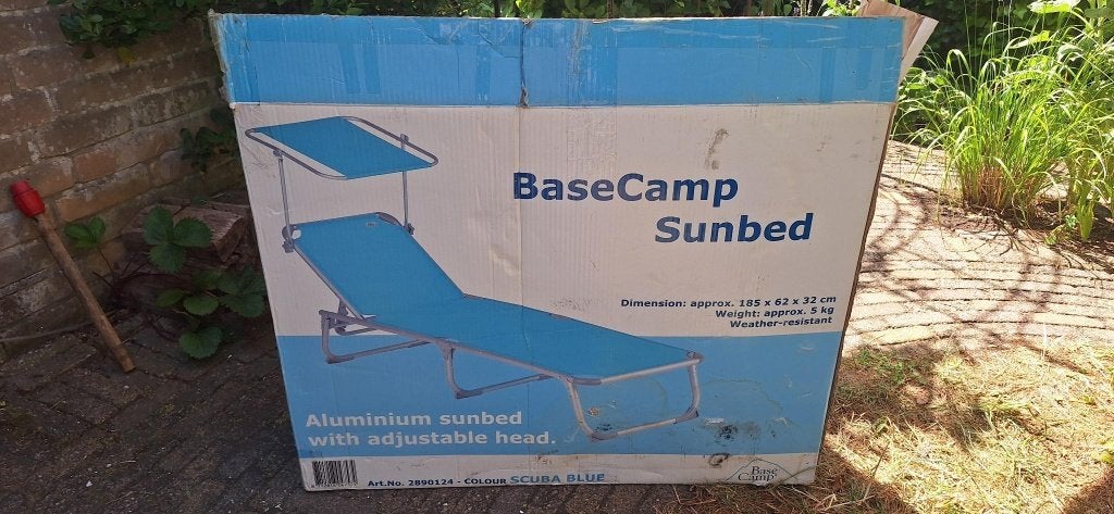 Ligbed met zonnedak gratis afhalen, Ophalen, Zo goed als nieuw, Aluminium, Inklapbaar