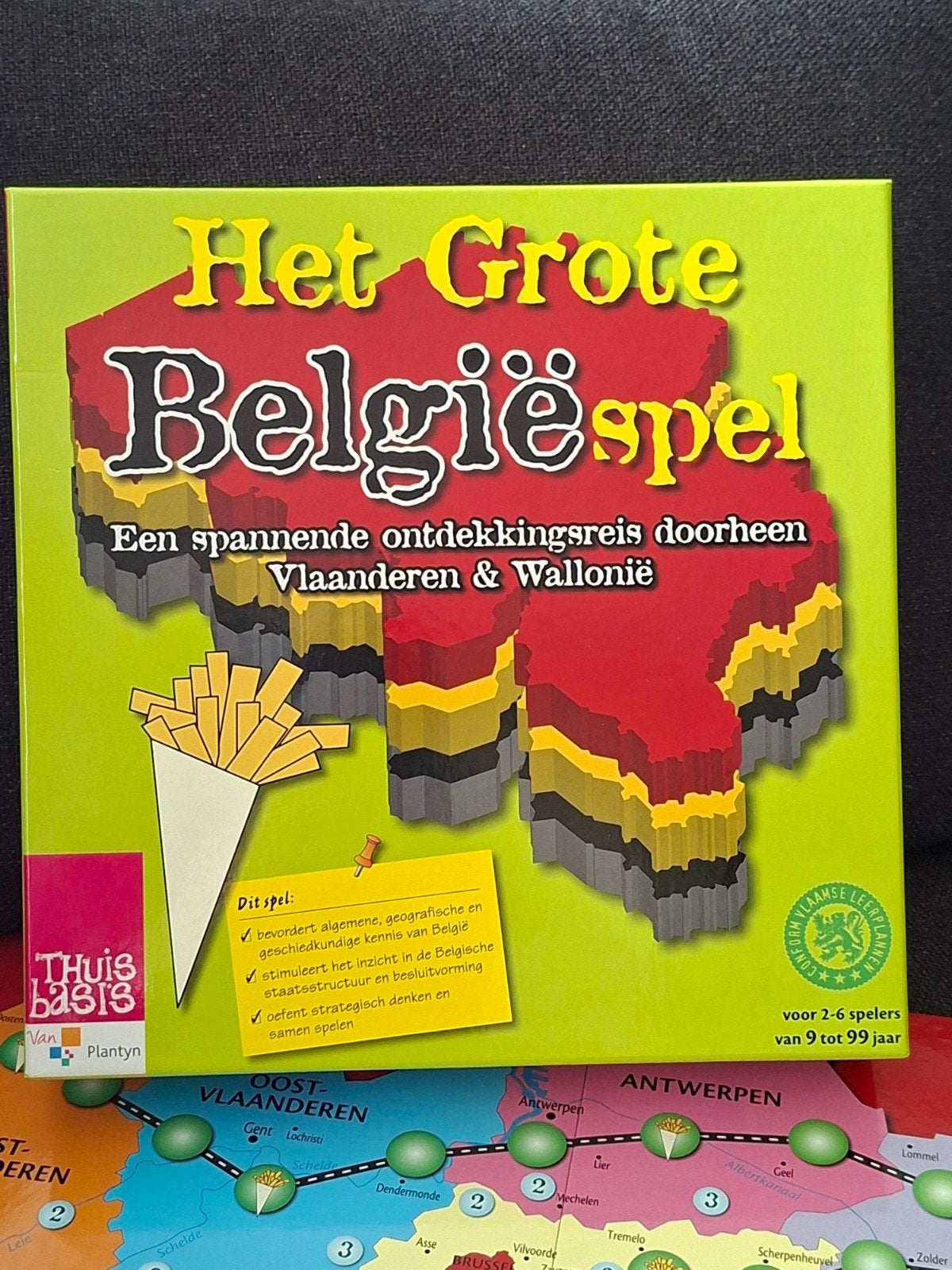 Het Grote Belgiëspel - Ontdek Vlaanderen & Wallonië, Drie of vier spelers, Ophalen of Verzenden, Gebruikt, Thuisbasis / Plantyn