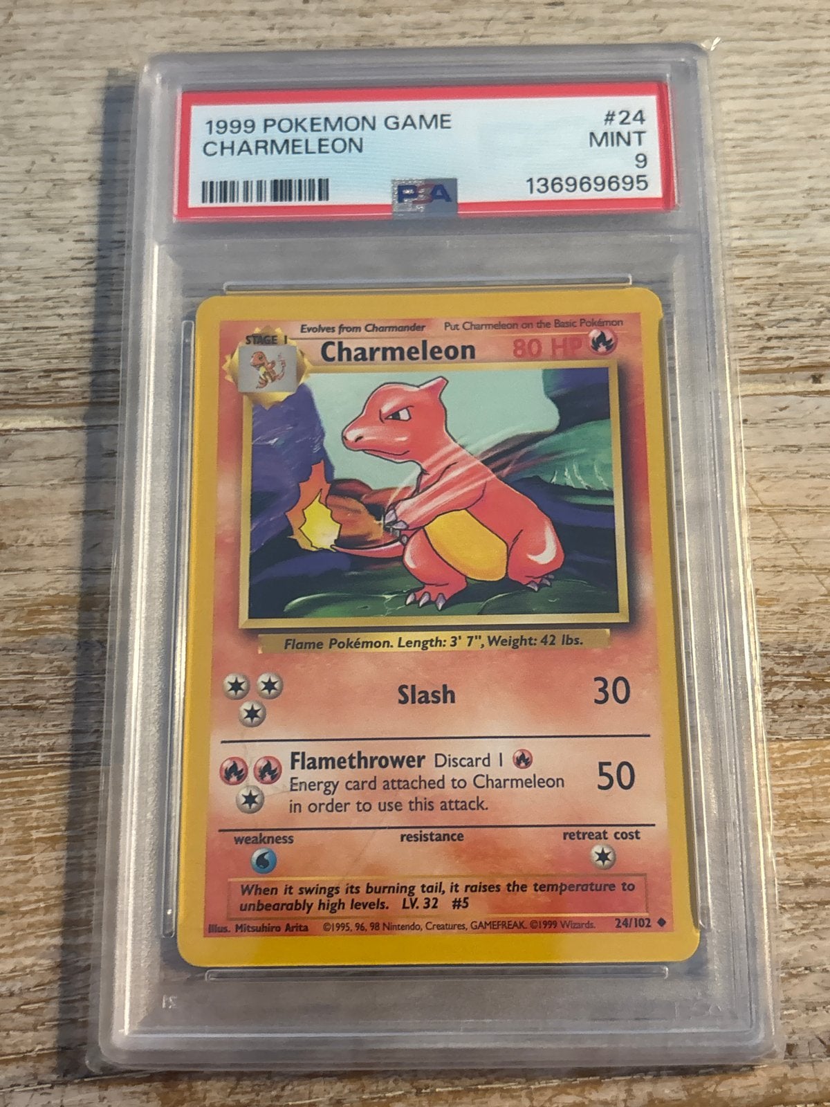 Charmeleon #24 PSA 9 Mint 1999 Pokémon Game, Ophalen of Verzenden, Zo goed als nieuw, Losse kaart
