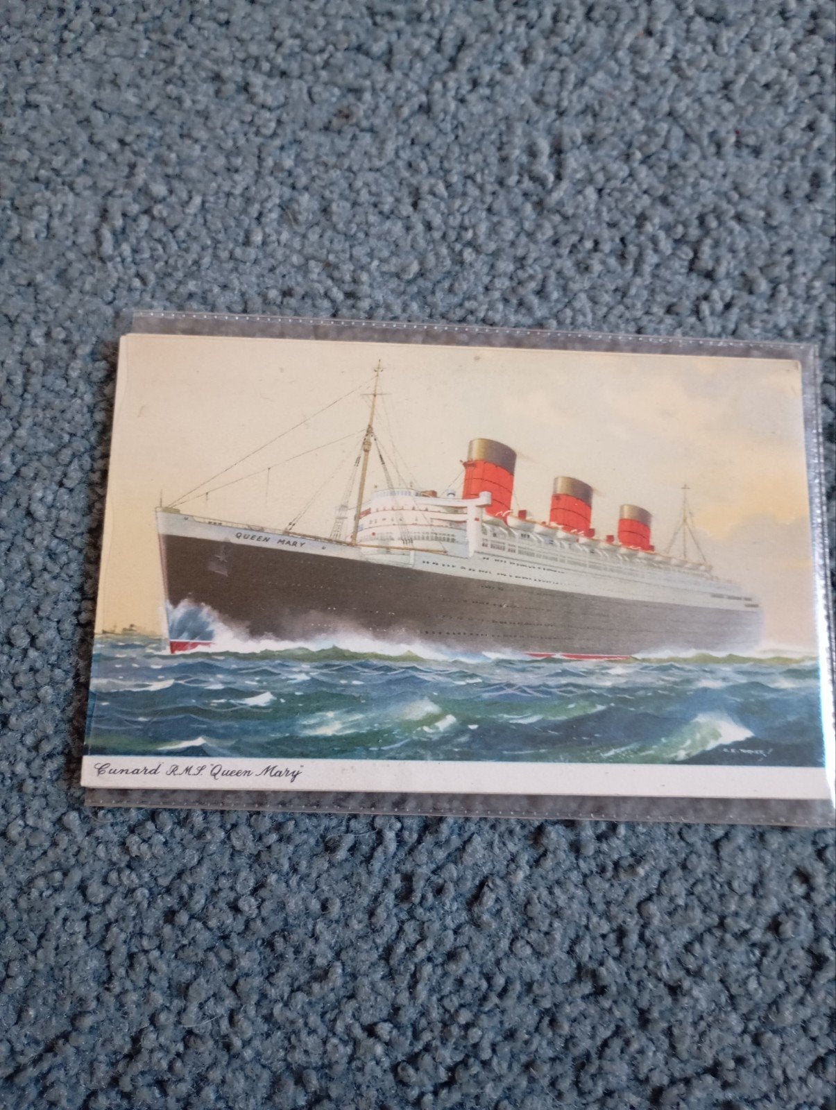 Vintage Ansichtkaarten Cunard RMS Queen Mary, Ophalen of Verzenden, Kaart, Foto of Prent