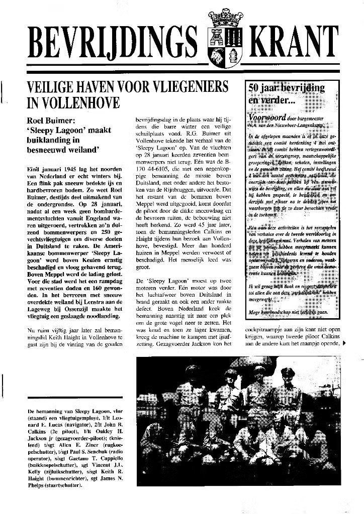Vollenhove Bevrijdingskrant Sleepy Lagoon Verzet Blokzijl., Ophalen of Verzenden, Zo goed als nieuw