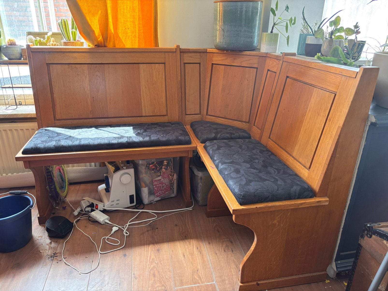 Hoekbank, Huis en Inrichting, Stoelen, Ophalen, Gebruikt, Blauw, Stof