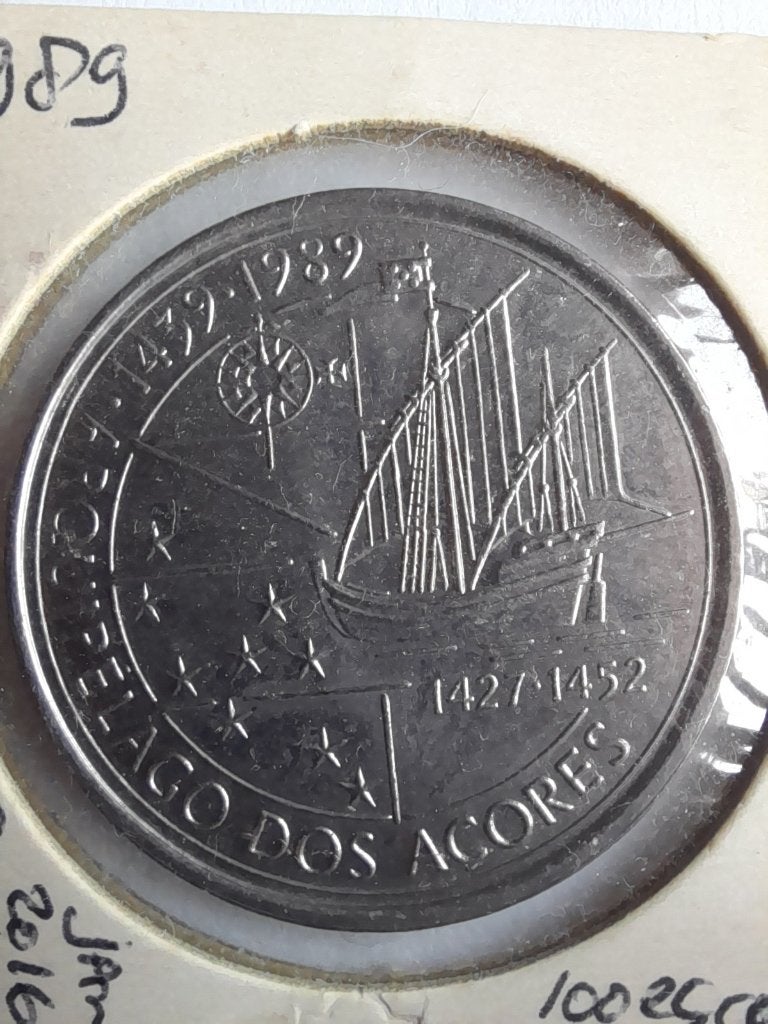 Munt met boot/ 100 escudos 1989 portugal, Ophalen of Verzenden, Overige landen