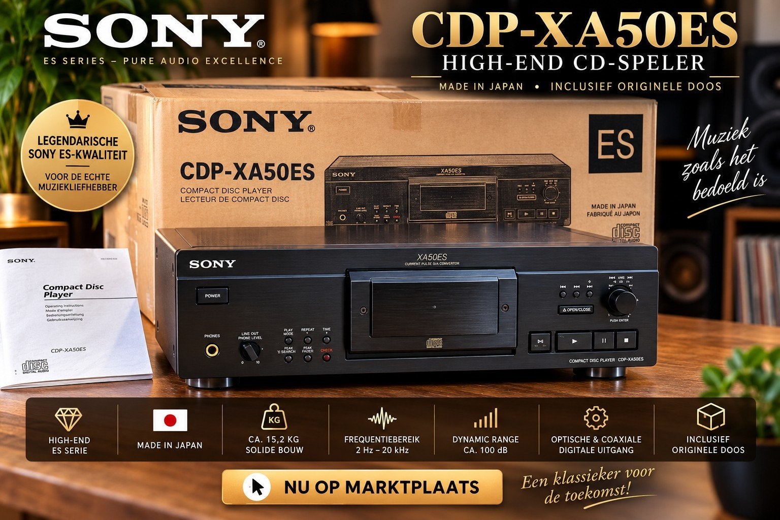Sony CDP-XA50ES High-End ES CD-speler Made in Japan – 15 kg, Ophalen, Zo goed als nieuw, Sony