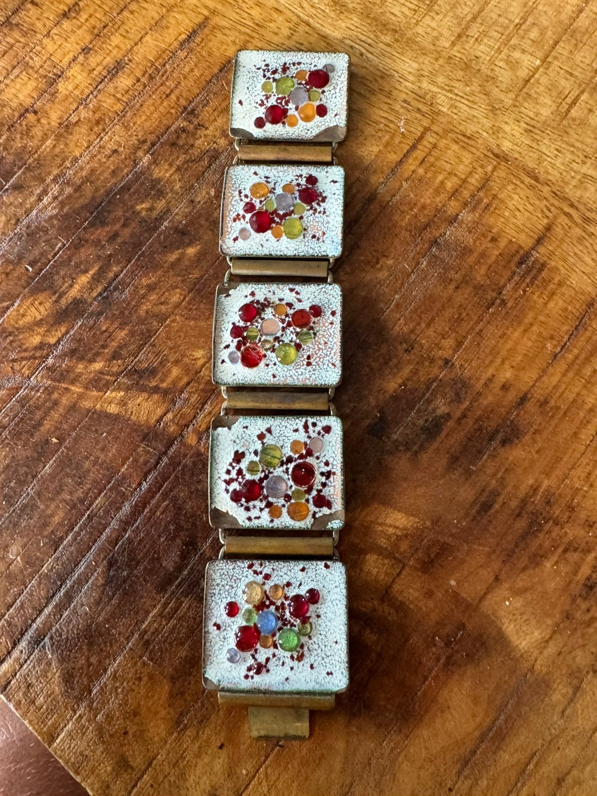 Prachtige Vintage Mid-Century Koperen Emaille Armband, Sieraden, Tassen en Uiterlijk, Armbanden, Ophalen of Verzenden, Zo goed als nieuw
