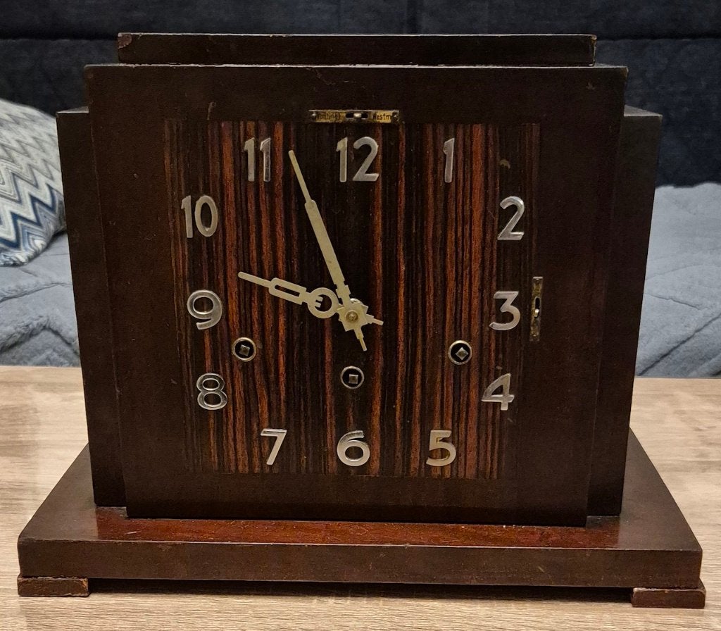 Grote Amsterdamse schoolklok met gong staven., Antiek en Kunst, Ophalen of Verzenden