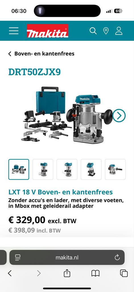 Makita bovenfrees met toebehoren en koffer - Z.G.A.N., Doe-het-zelf en Verbouw, Gereedschap | Freesmachines, Ophalen, Zo goed als nieuw