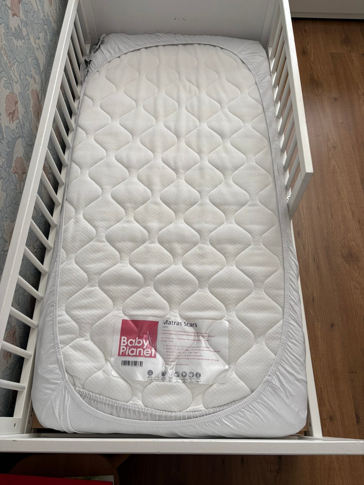 Peutermatras, dekbed en lakens., Ophalen, Gebruikt, 70 tot 85 cm, Minder dan 140 cm