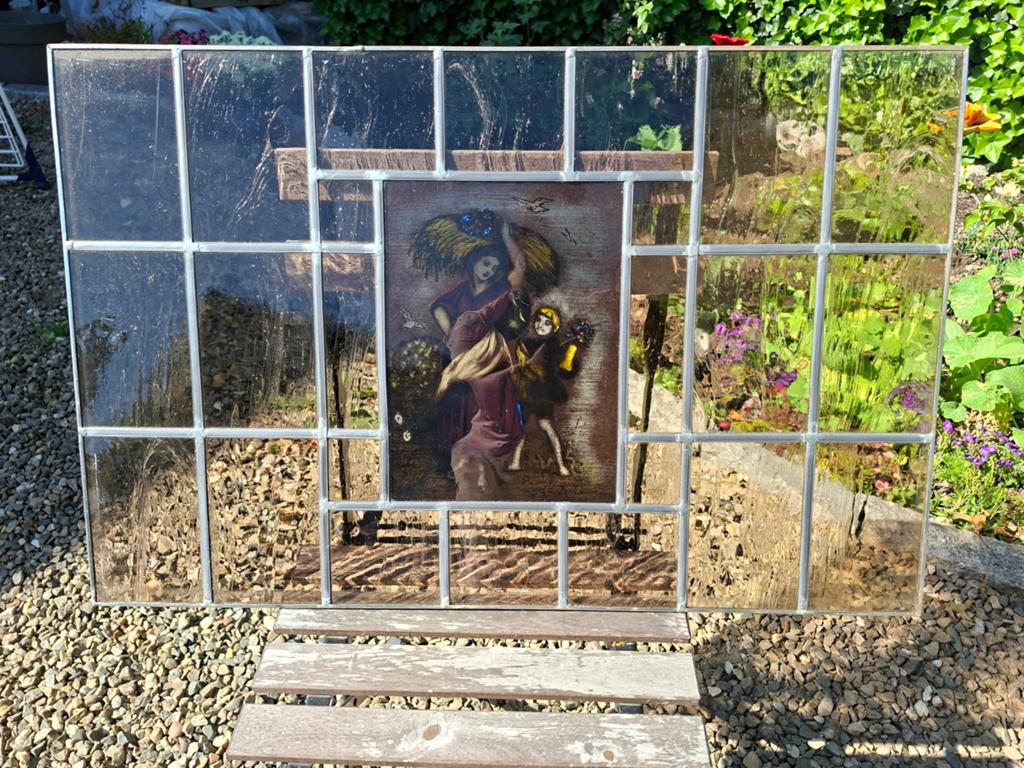 glas-in-lood raam met afbeelding, Antiek en Kunst, Ophalen