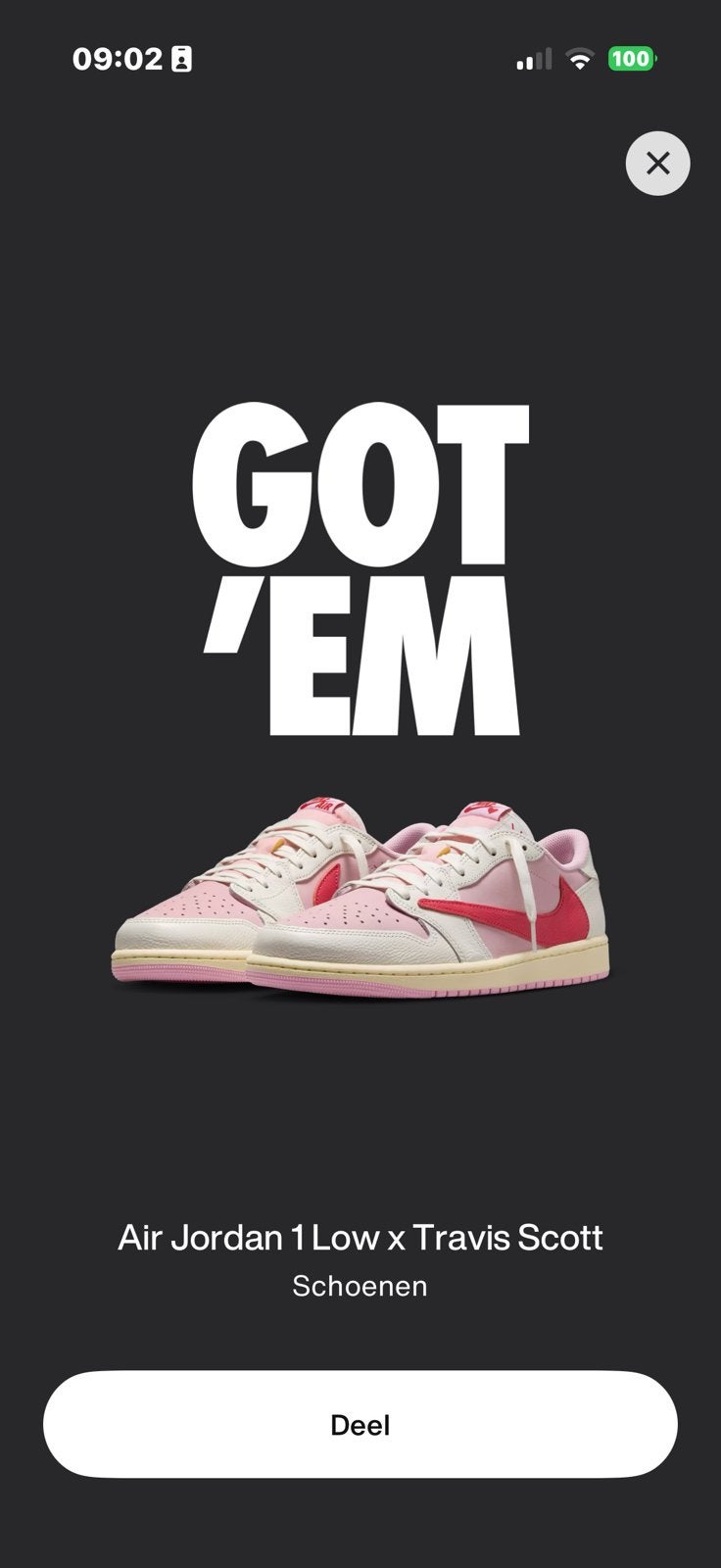 Travis scott x nike maat 44, Ophalen of Verzenden, Nieuw, Sneakers of Gympen