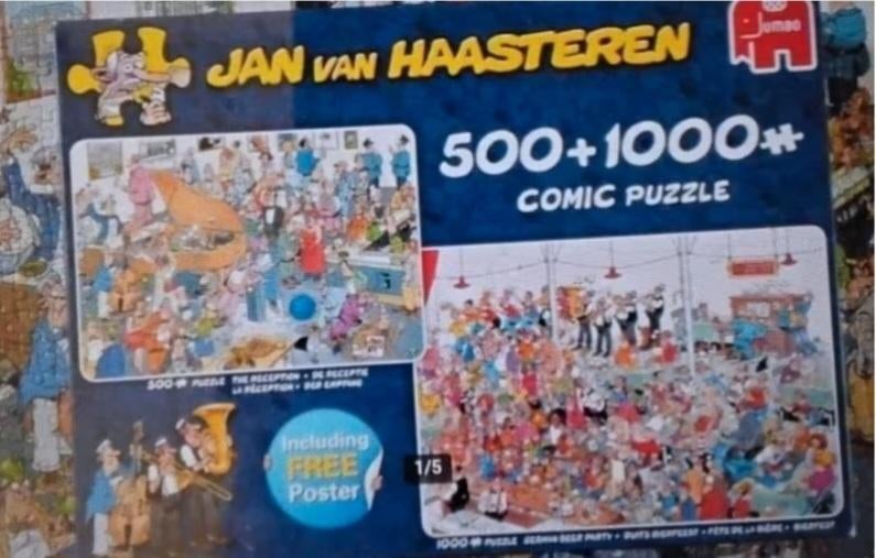 Jan van Haasteren 'receptie/ bierfeest' 500+ 1000 stukjes, Ophalen, 500 t/m 1500 stukjes, Zo goed als nieuw
