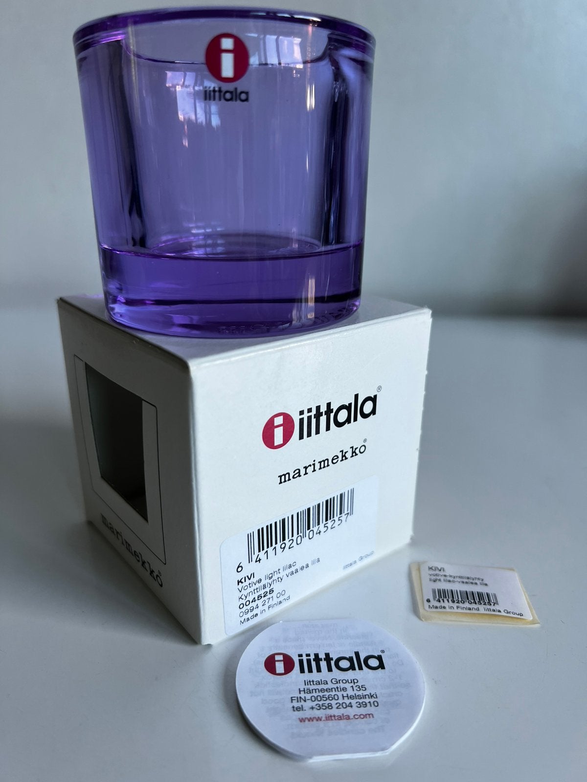 Iittala KIVI Marimekko Waxinelichthouder~Light Lilac 2012, Waxinelichthouder, Nieuw, Ophalen of Verzenden, Glas