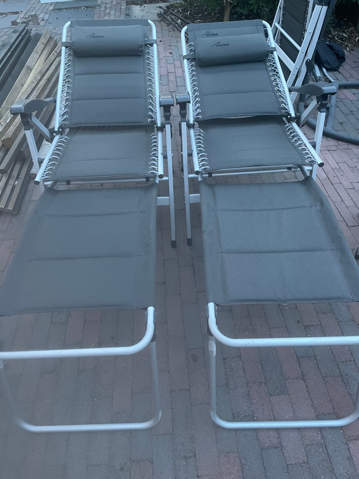 4x Obelink standenstoel – 2x met voetenbank – nette set, Ophalen, Zo goed als nieuw, Aluminium, Verstelbaar