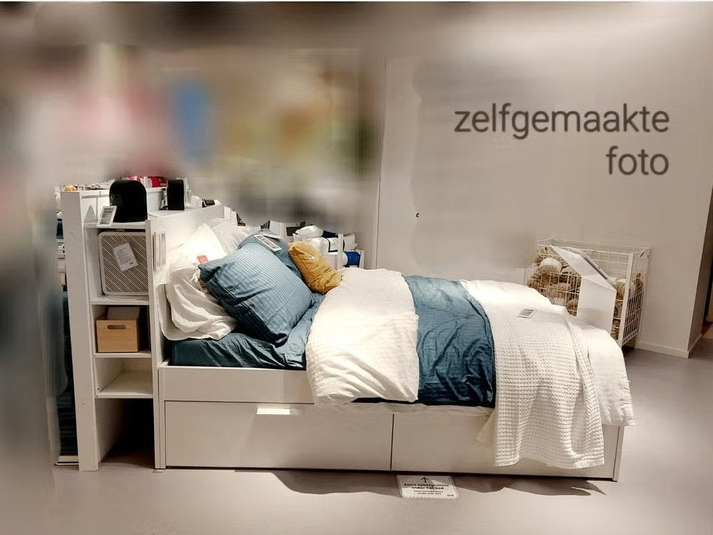 Bed 140x200 met ombouw en lattenbodem, Huis en Inrichting, Ophalen, Wit, Tweepersoons, 140 cm