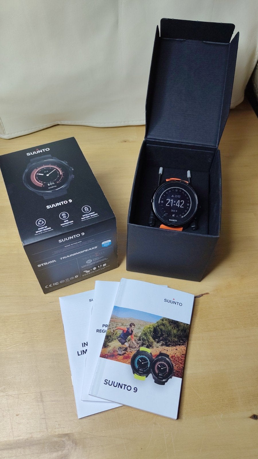 Suunto 9 Baro GPS sporthorloge - Zwart/Oranje, Gebruikt, Zwart, Ophalen of Verzenden, Suunto