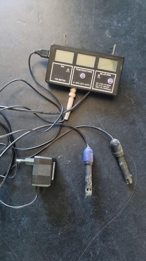 Tri-meter pH, temperatuur, EC/CF/PPM meter, Ophalen of Verzenden