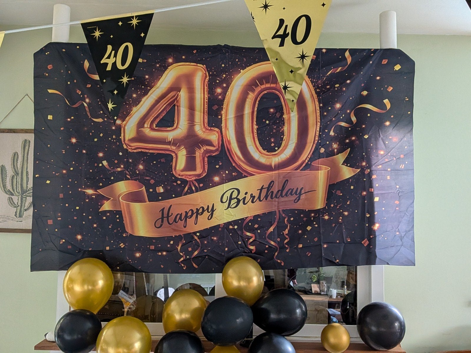 Feestversiering 40 jaar: slinger, spandoek frame, Ophalen of Verzenden, Zo goed als nieuw, Versiering, Verjaardag