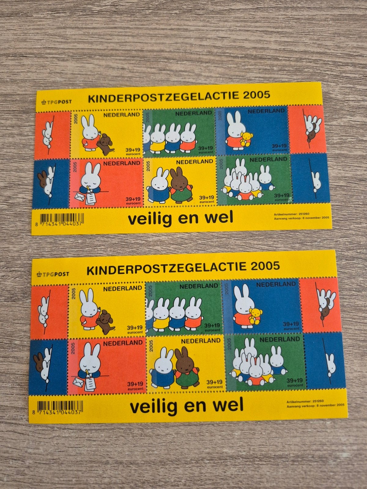 2x Kinderpostzegelactie 2005 - Nijntje - Veilig en Wel, Postzegels en Munten, Postzegels | Nederland, Ophalen of Verzenden, Na 1940