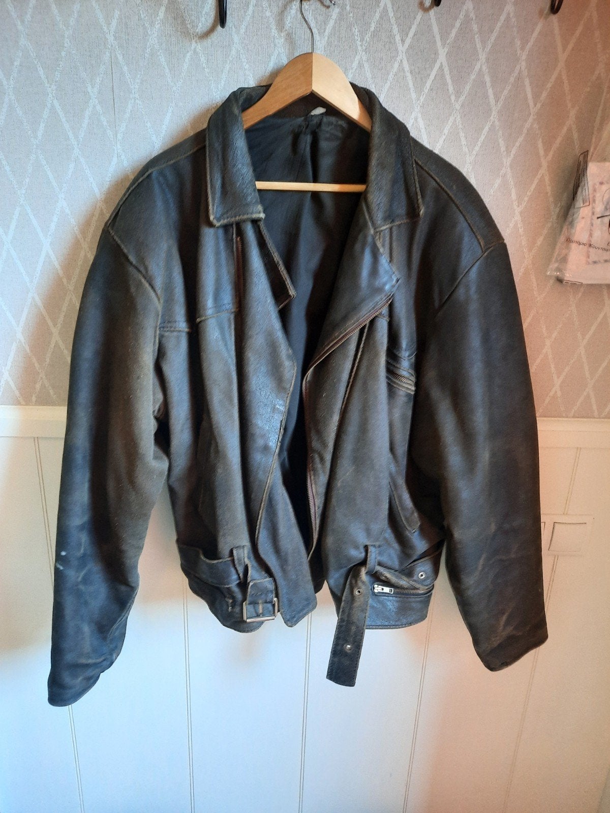 Retro XXL Leren Motorjas, Ophalen, Tweedehands, Jas | leer
